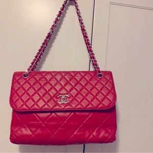 Chanel Red Single Busines Flap Bag